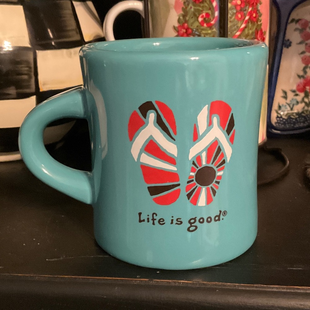 Life Is Good Aqua Mug with Flip-Flop Art